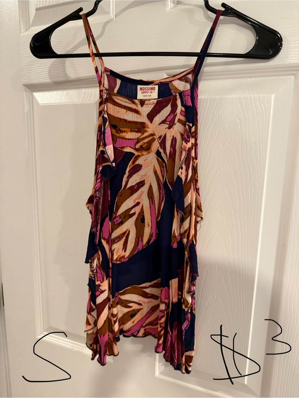 Mossimo Supply Co. Navy Floral Asymmetrical Cami Top